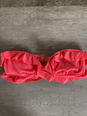 Victoria's Secret Coral Ruffle Bandeau Bikini Top